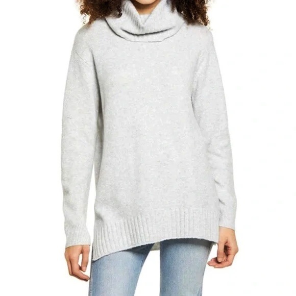 BP Longline Cowl Neck Sweater In Grey Light Heather - Picture 1 of 5